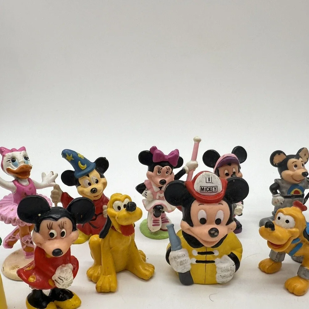 Disney Micky Mouse Minnie Pluto Vintage Small Figures Lot Cake Toppers